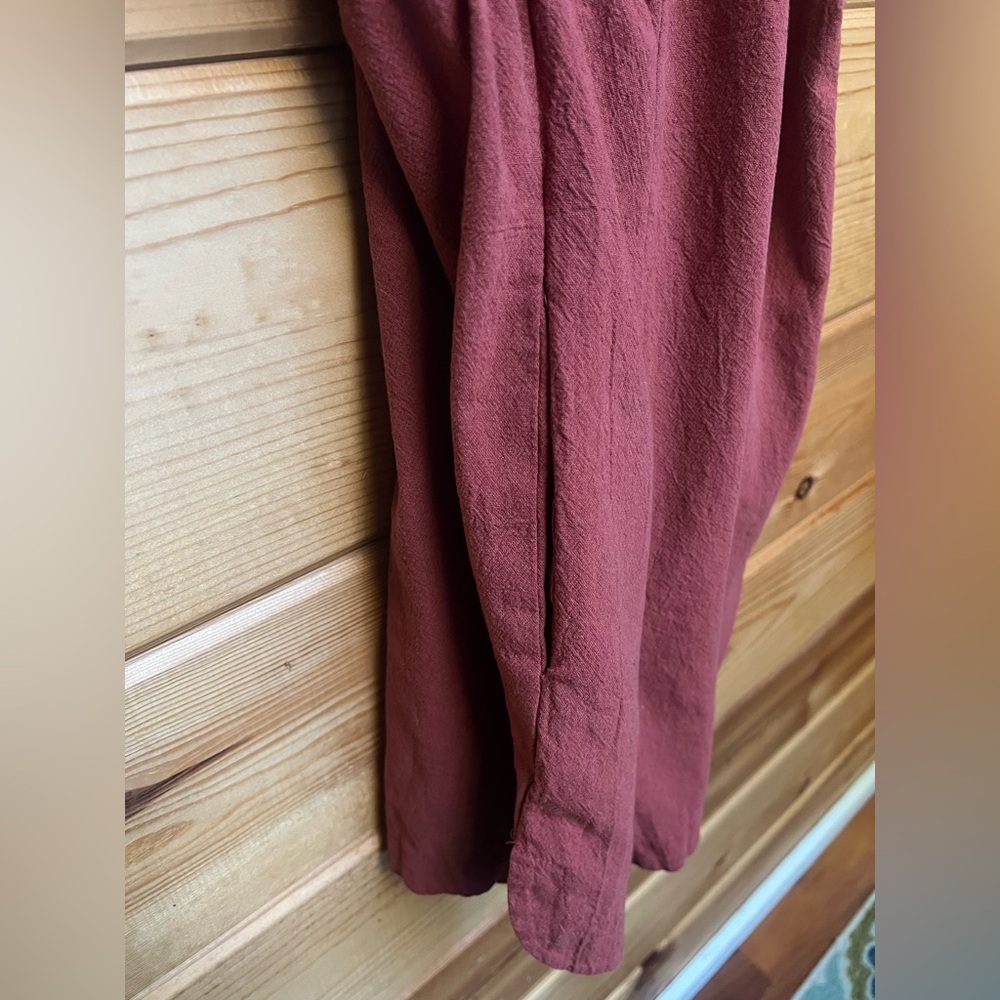 Women’s Linen Dusty Rose Ruffle Romper - Picture 3 of 5